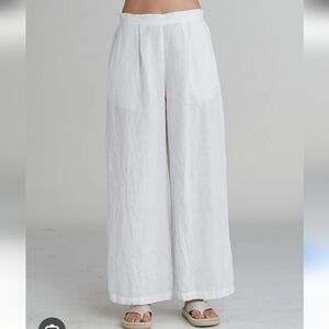 Cut Loose Solid Linen Women's Cream Wide Leg Pants